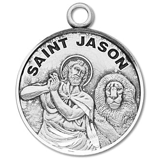 Sterling Silver Round Shaped Saint Jason Medal