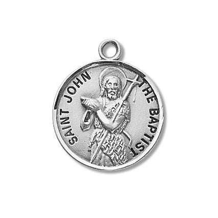 Sterling Silver Round Shaped Saint John the Baptist Medal