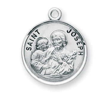 Sterling Silver Round Shaped Saint Joseph Medal