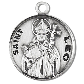 Sterling Silver Round Shaped Saint Leo Medal