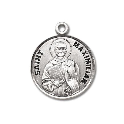 Sterling Silver Round Shaped Saint Maximillian Medal