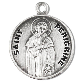 Sterling Silver Round Shaped Saint Peregrine Medal