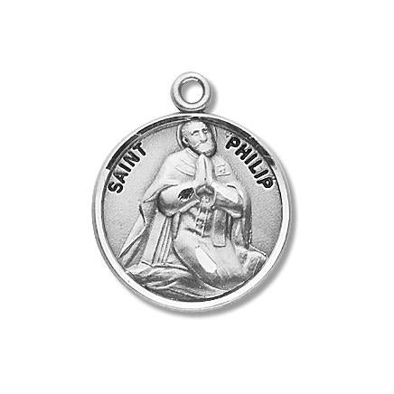 Sterling Silver Round Shaped Saint Phillip Medal