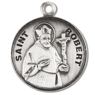 Sterling Silver Round Shaped Saint Robert Medal