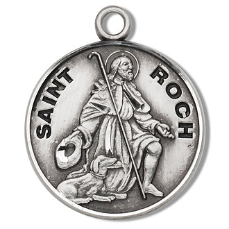 Sterling Silver Round Shaped Saint Roch Medal