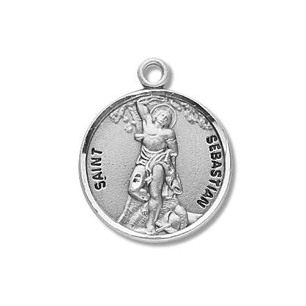 Sterling Silver Round Shaped Saint Sebastian Medal