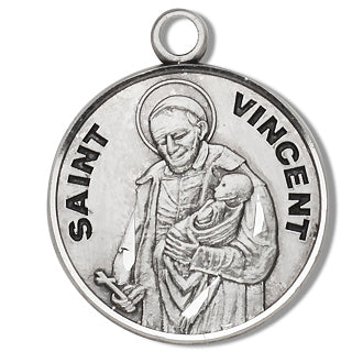Sterling Silver Round Shaped Saint Vincent Medal