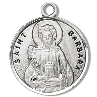 Sterling Silver Round Shaped Saint Barbara Medal