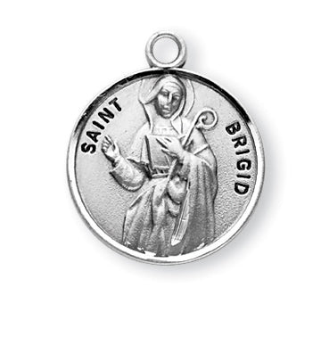 Sterling Silver Round Shaped Saint Brigid Medal