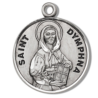 Sterling Silver Round Shaped Saint Dymphna Medal