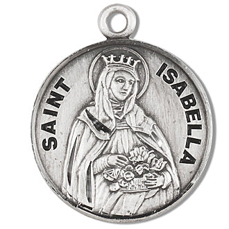 Sterling Silver Round Shaped Saint Isabella Medal