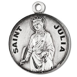 Sterling Silver Round Shaped Saint Julia Medal