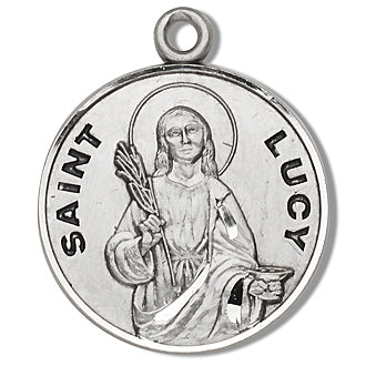 Sterling Silver Round Shaped Saint Lucy Medal