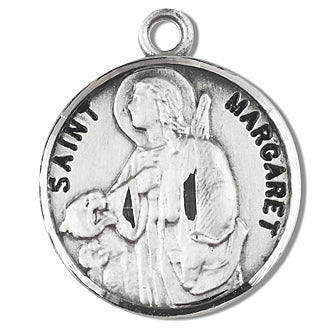 Sterling Silver Round Shaped Saint Margaret Medal