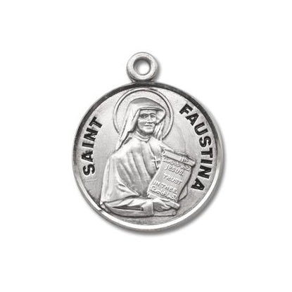 Sterling Silver Round Shaped Saint Faustina Medal