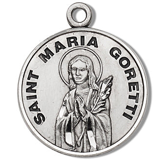 Sterling Silver Round Shaped Saint Maria Goretti Medal