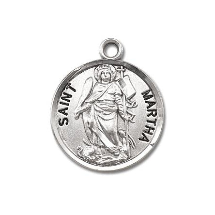 Sterling Silver Round Shaped Saint Martha Medal