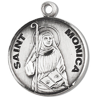 Sterling Silver Round Shaped Saint Monica Medal