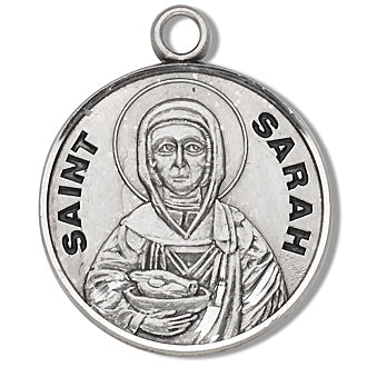 Sterling Silver Round Shaped Saint Sarah Medal