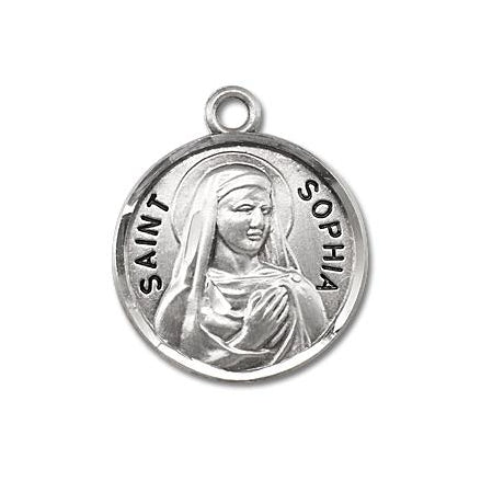 Sterling Silver Round Shaped Saint Sophia Medal