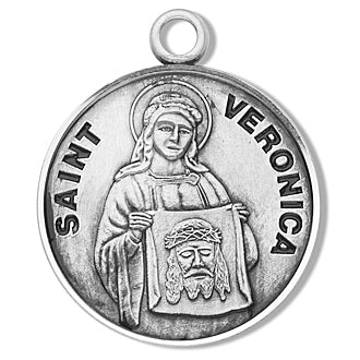 Sterling Silver Round Shaped Saint Veronica Medal
