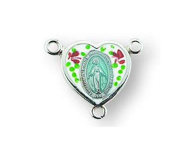 Sterling Silver Enameled Miraculous Rosary Center