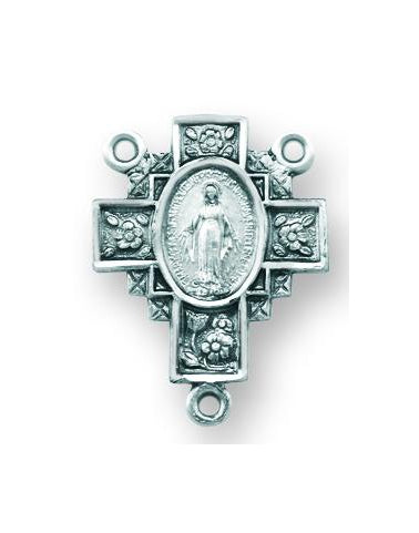 Sterling Silver Miraculous Rosary Center