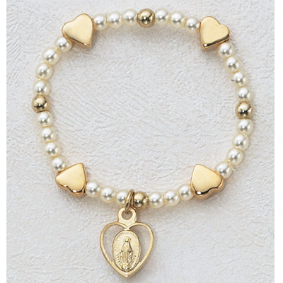 Gold over Silver Baby Heart Stretch Brac