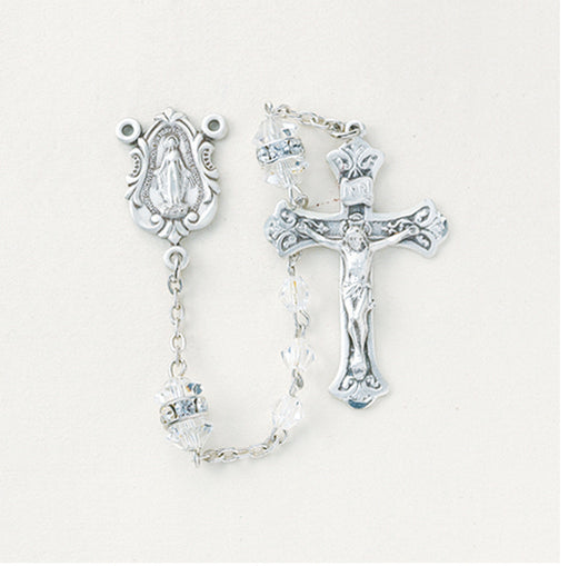 Crystal Bicone Sterling Rosary - Engravable