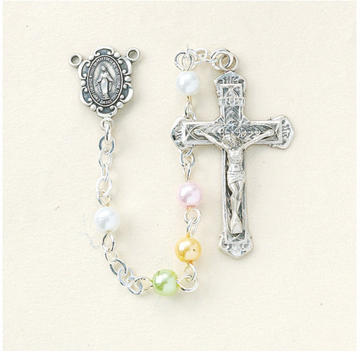 Multi Color Faux Pearl Rosary - Engravable