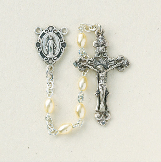 Faux Pearl Rosary - Engravable