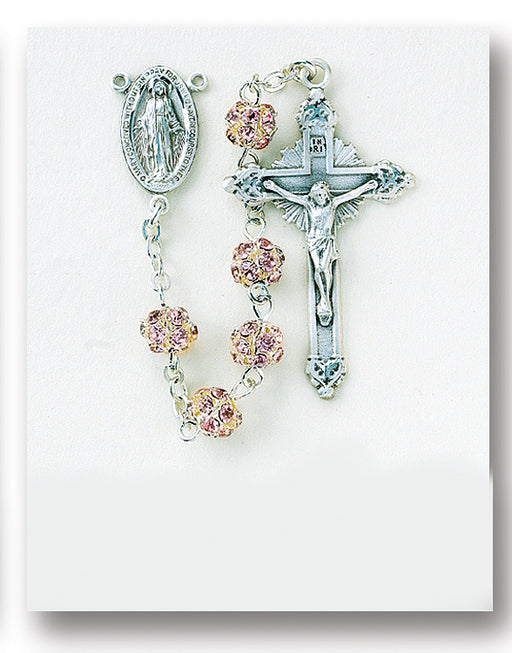 Multi Set Pink Crystal Rosary - Engravable