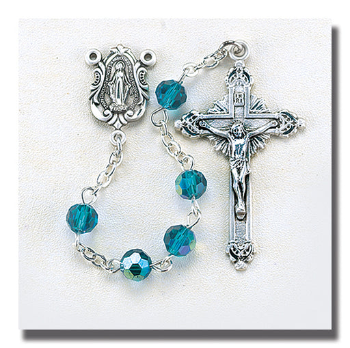 Tin Cut Crystal Zircon Rosary - Engravable