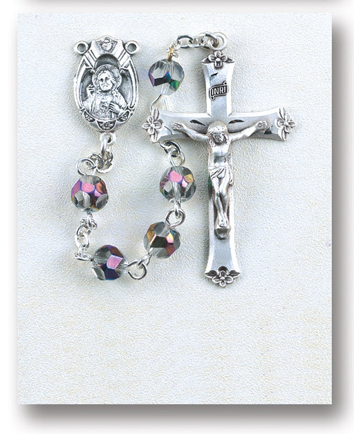 Metallic Multi Color Helix Crystal Rosary - Engravable