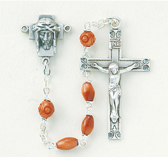 Brown Oval Cocoa Rosary - Engravable