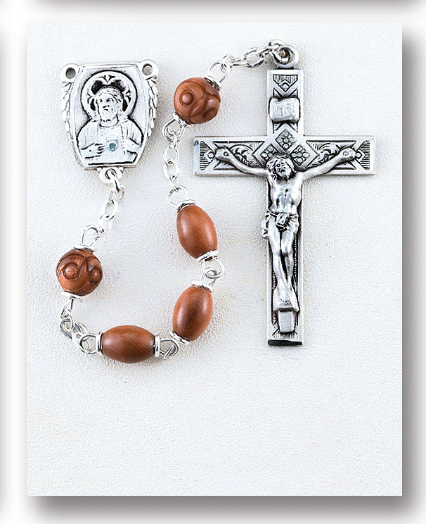 Brown Oval Genuine Cocoa Rosary - Engravable