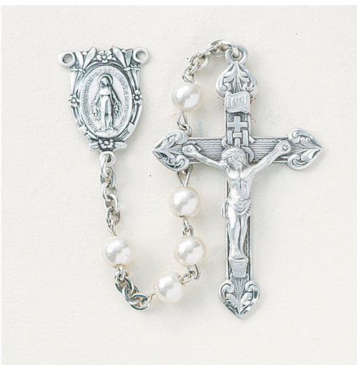 Imitation Pearl Rosary - Engravable