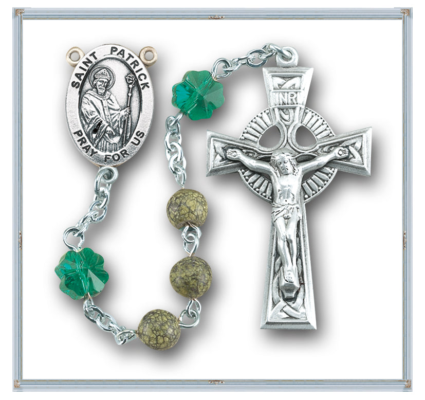 Genuine Green Side Stone Saint Patrick Rosary