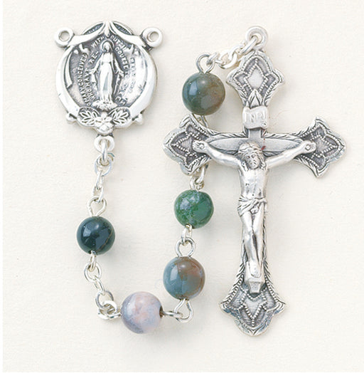 Round Genuine India Agate Rosary - Engravable