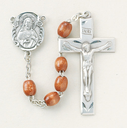 Brown Oval Boxwood Rosary - Engravable