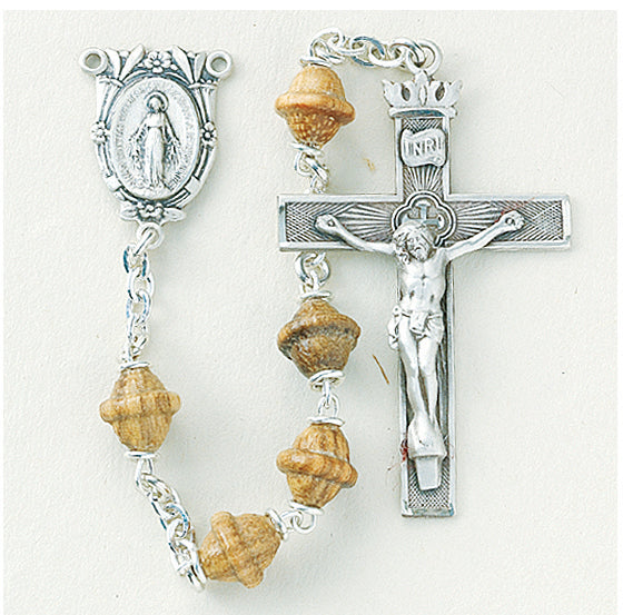 Solid Walnut Bicone Rosary - Engravable