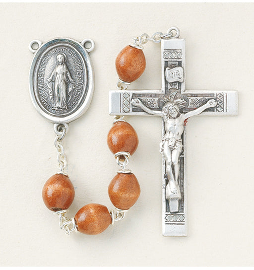 Brown Oval Boxwood Rosary - Engravable