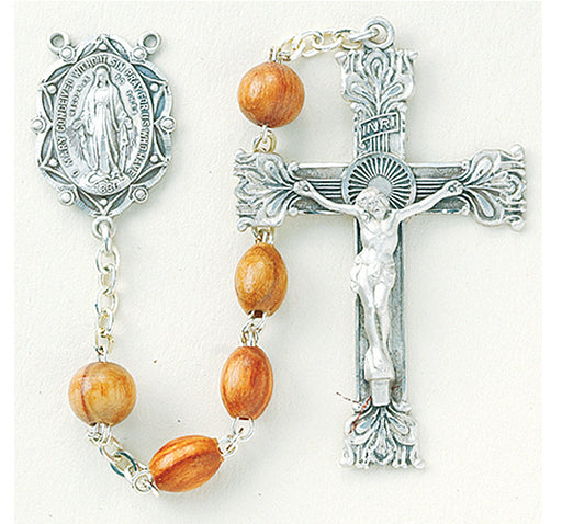 Genuine Rose Wood Oval Rosary - Engravable