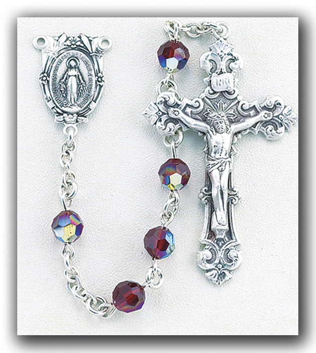 Garnet Swarovski Crystal Rosary - Engravable