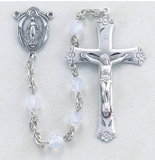 Opal Swarovski Crystal Rosary - Engravable