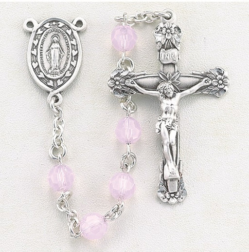 Rose Opal Swarovski Crystal Rosary - Engravable