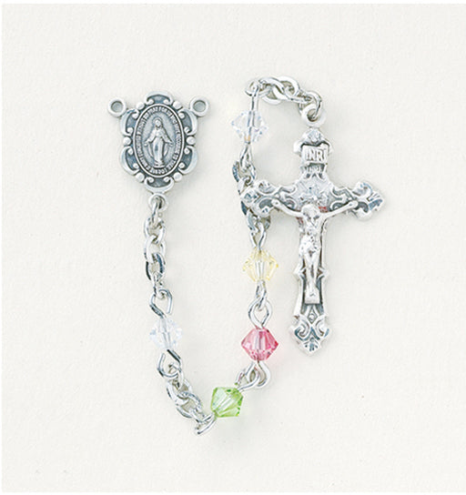 Multi Color Swarovski Crystal Rosary - Engravable