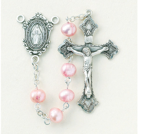 Pink Freshwater Pearl Rosary - Engravable