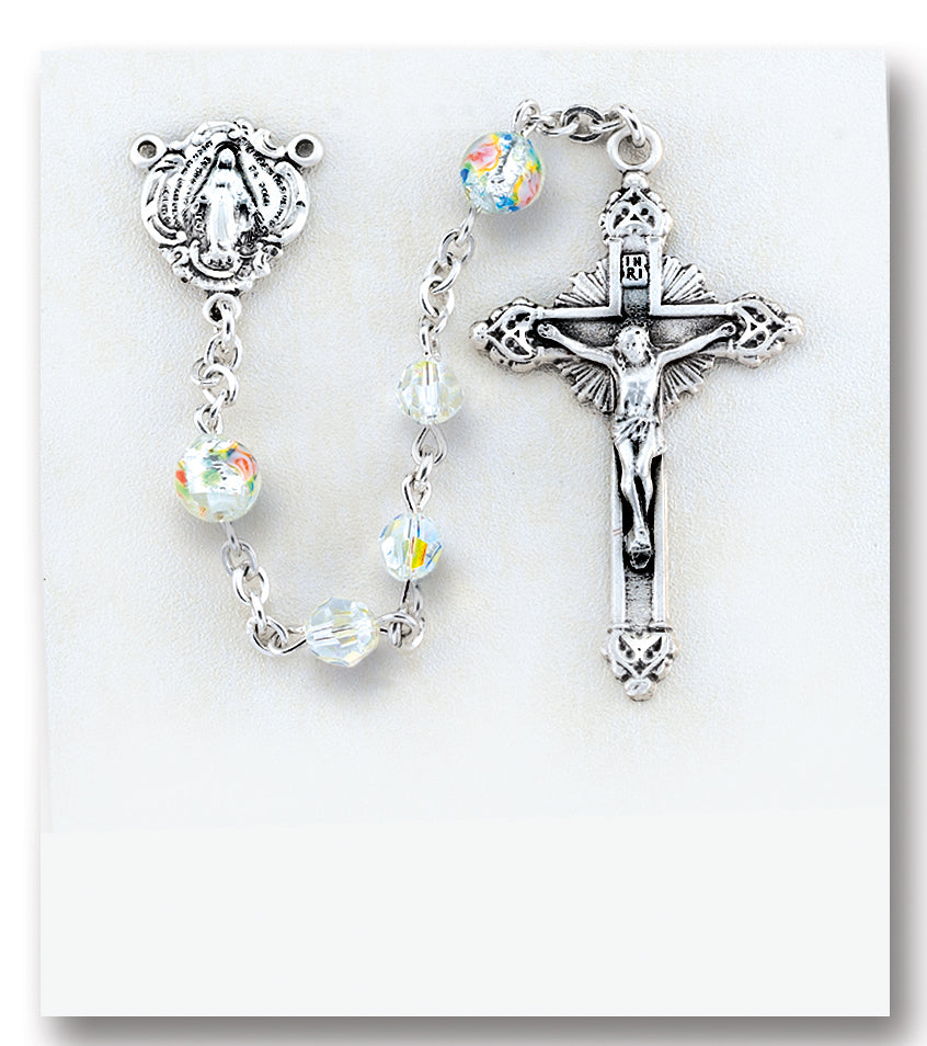 Swarovski Crystal and Murano Glass Rosary - Engravable