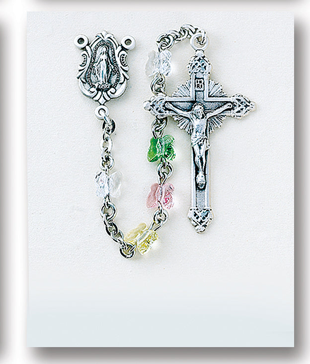 Multi Color Swarovski Crystal Butterfly Rosary - Engravable